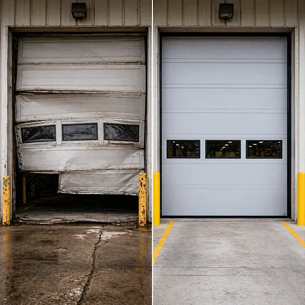 Commercial Garage Door Repair Before and After