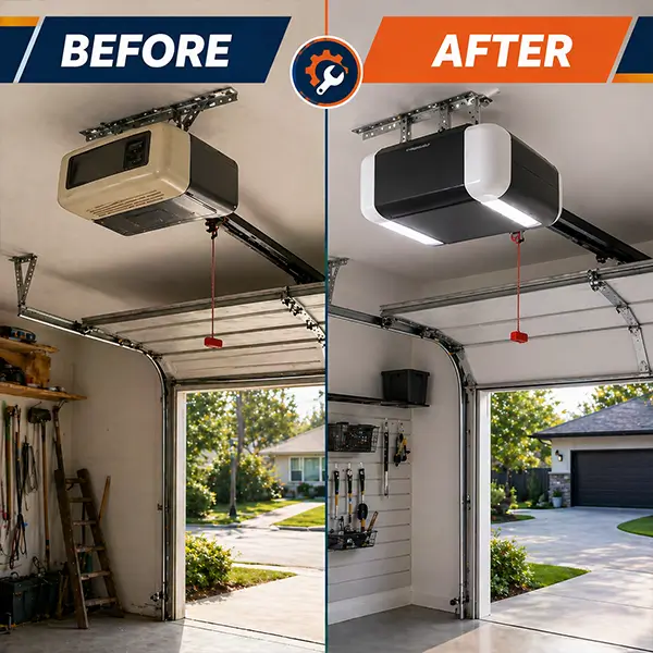 Garage Door Opener Repair Before and After