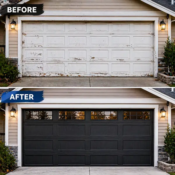 Garage Door Replacement Before and After